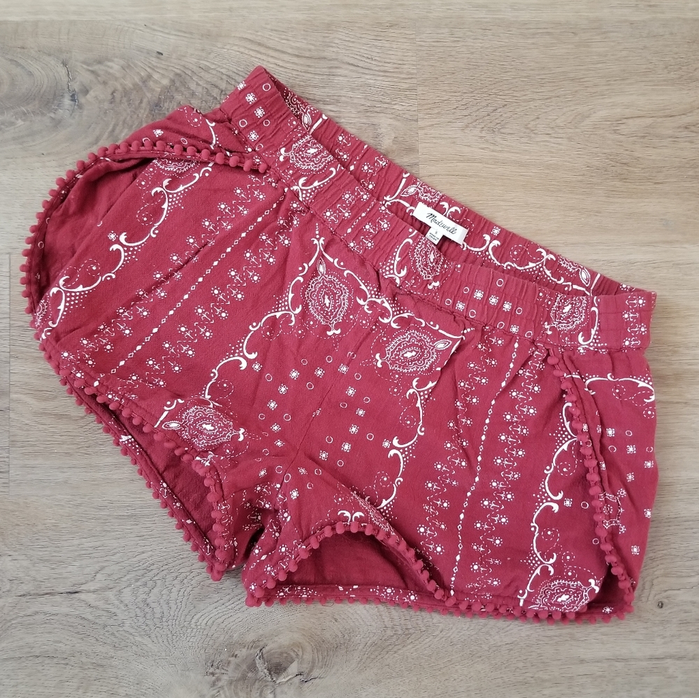 MADEWELL RED BANDANA PATTERNED SHORTS SIZE SMALL